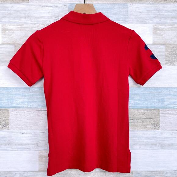 POLO Ralph Lauren Big Pony Embroidered Polo Shirt Red Short Sleeve Boys Small 8 - Picture 3 of 6